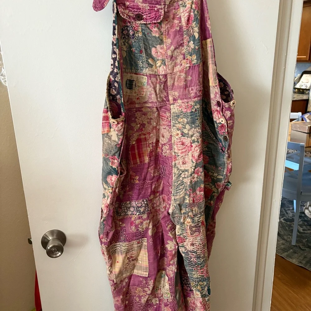Magnolia Pearl Patchwork Overalls in Pink and Blue Gently worn. A must have!! - Picture 4 of 16